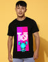 Twist Printed Black Regular T-Shirt